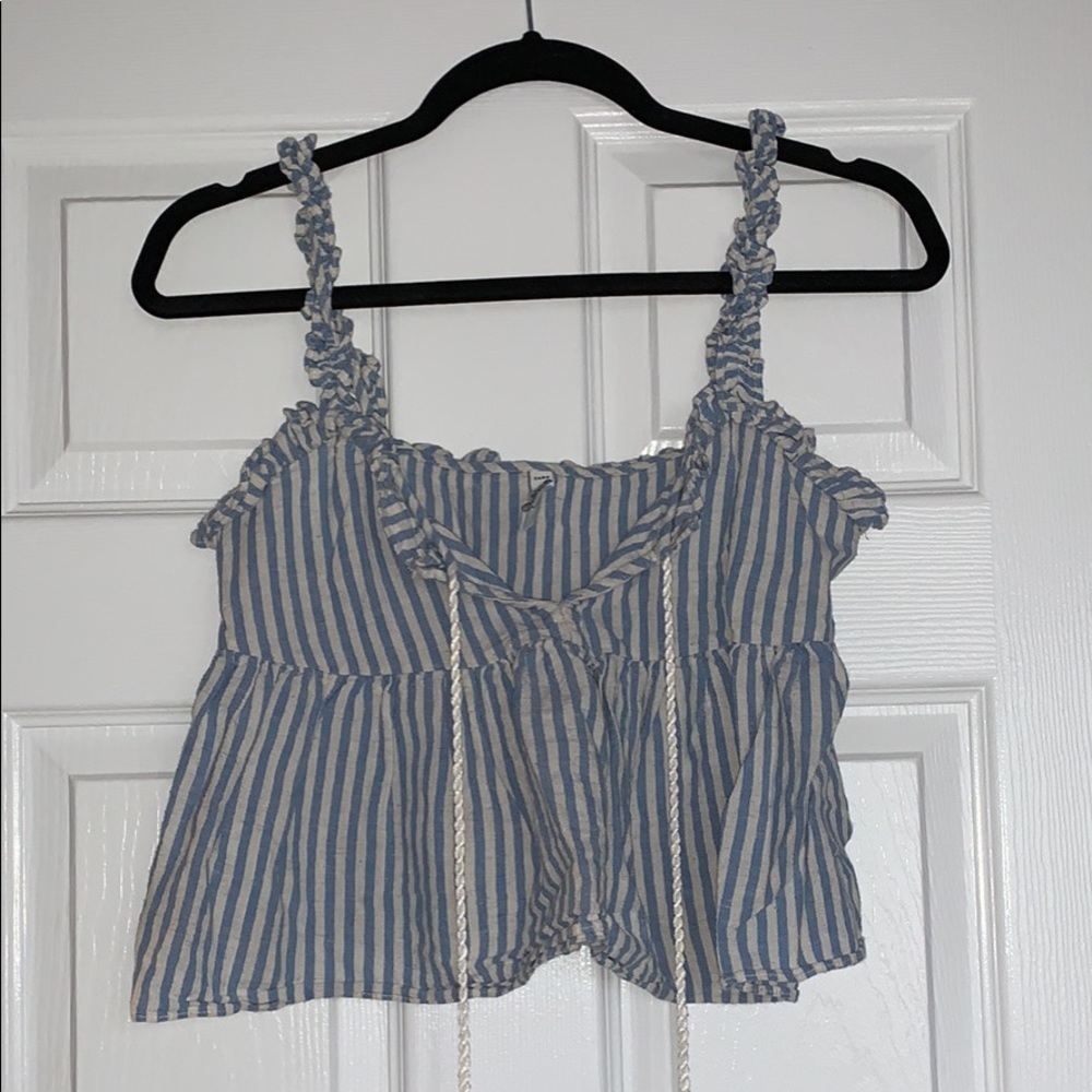 Striped tank with colourful Pom poms